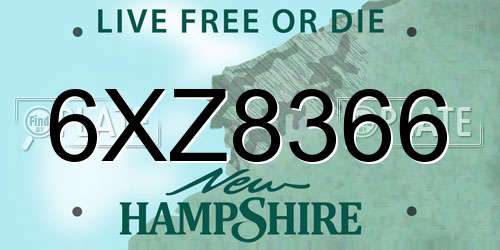6XZ8366 New Hampshire License Plate