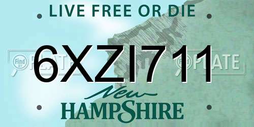 6XZI711 New Hampshire License Plate