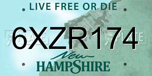 6XZR174 New Hampshire License Plate