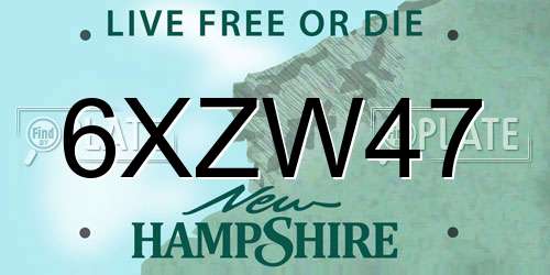6XZW47 New Hampshire License Plate