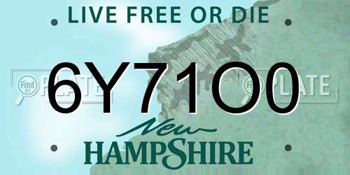 6Y71O0 New Hampshire License Plate