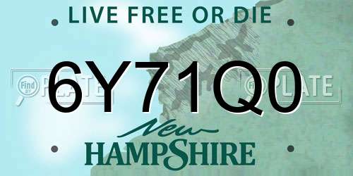 6Y71Q0 New Hampshire License Plate
