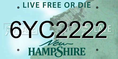 6YC2222 New Hampshire License Plate