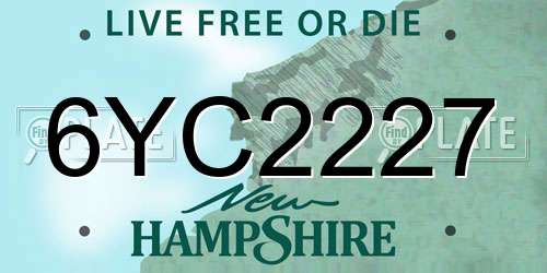 6YC2227 New Hampshire License Plate