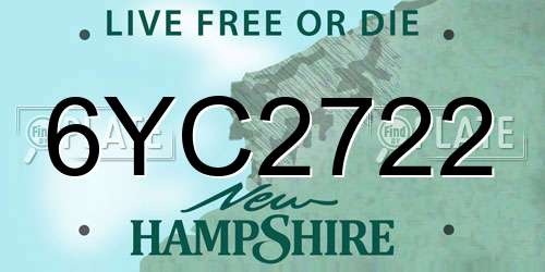 6YC2722 New Hampshire License Plate