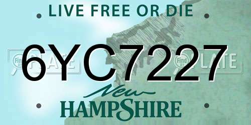 6YC7227 New Hampshire License Plate
