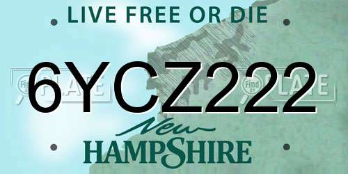 6YCZ222 New Hampshire License Plate