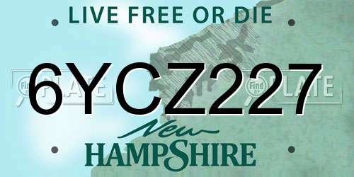 6YCZ227 New Hampshire License Plate