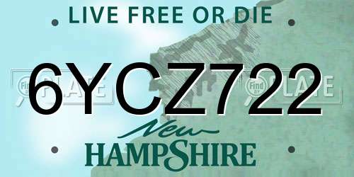6YCZ722 New Hampshire License Plate