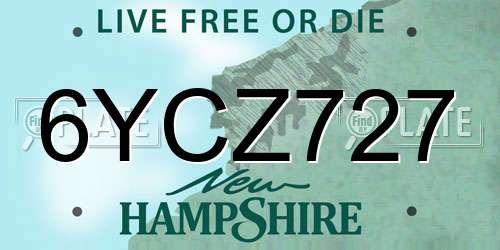 6YCZ727 New Hampshire License Plate
