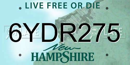 6YDR275 New Hampshire License Plate