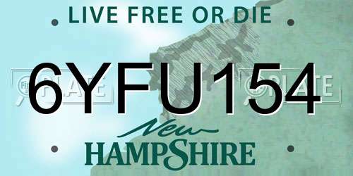 6YFU154 New Hampshire License Plate