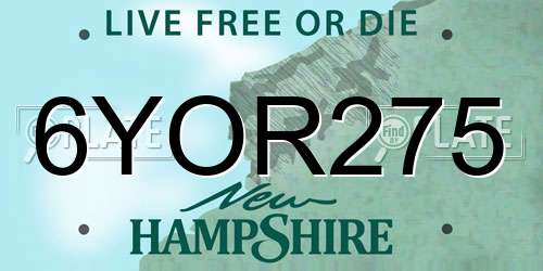 6YOR275 New Hampshire License Plate