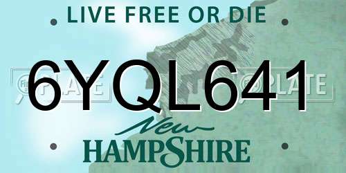 6YQL641 New Hampshire License Plate