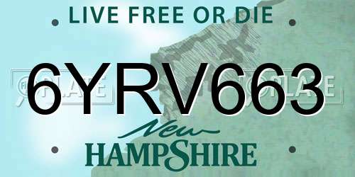 6YRV663 New Hampshire License Plate