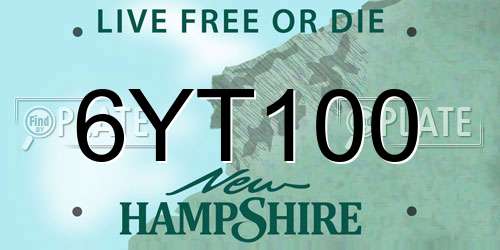 6YT100 New Hampshire License Plate