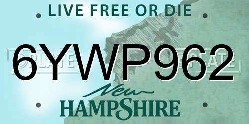 6YWP962 New Hampshire License Plate