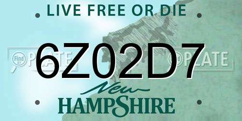6Z02D7 New Hampshire License Plate