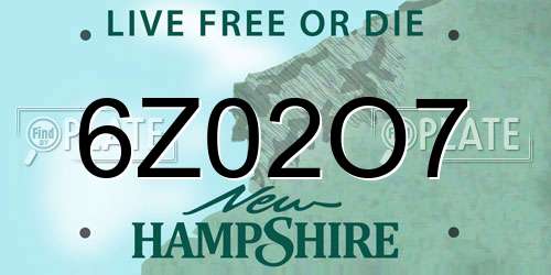 6Z02O7 New Hampshire License Plate