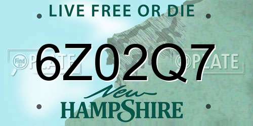 6Z02Q7 New Hampshire License Plate
