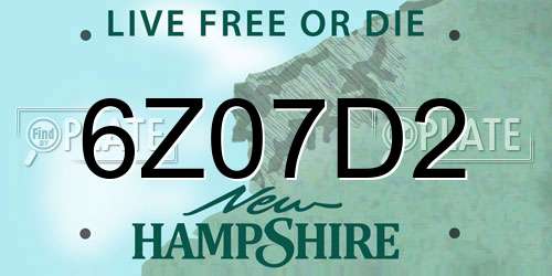 6Z07D2 New Hampshire License Plate