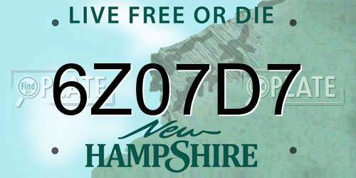6Z07D7 New Hampshire License Plate
