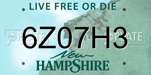 6Z07H3 New Hampshire License Plate