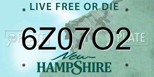 6Z07O2 New Hampshire License Plate
