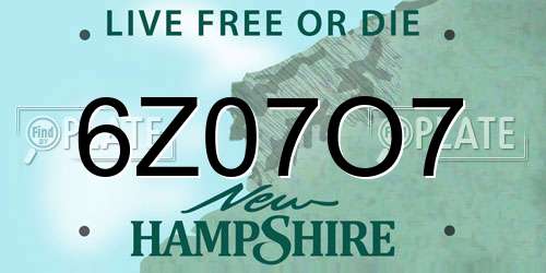 6Z07O7 New Hampshire License Plate