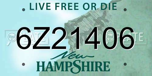 6Z21406 New Hampshire License Plate