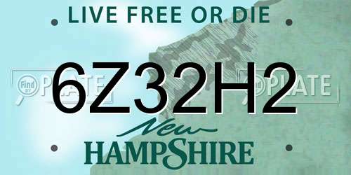 6Z32H2 New Hampshire License Plate
