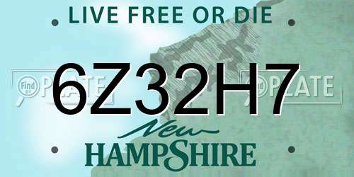 6Z32H7 New Hampshire License Plate
