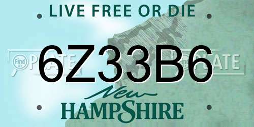 6Z33B6 New Hampshire License Plate