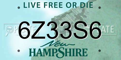 6Z33S6 New Hampshire License Plate
