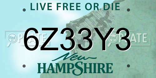 6Z33Y3 New Hampshire License Plate