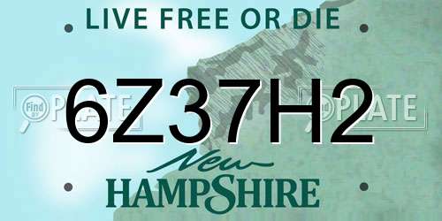 6Z37H2 New Hampshire License Plate