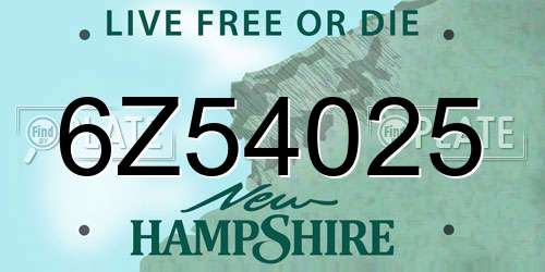 6Z54025 New Hampshire License Plate