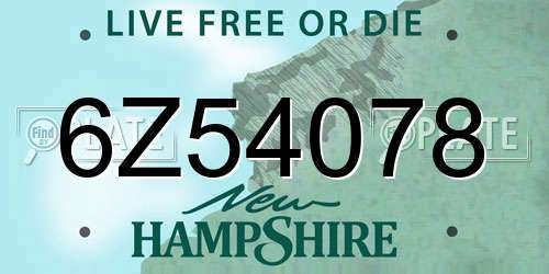 6Z54078 New Hampshire License Plate