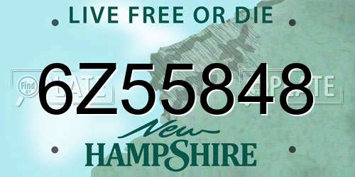 6Z55848 New Hampshire License Plate