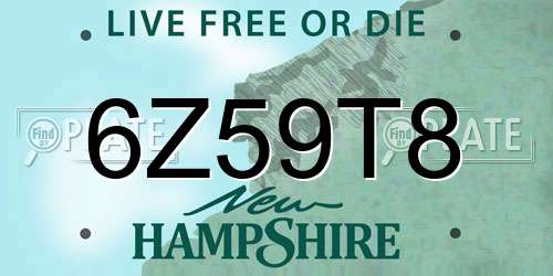 6Z59T8 New Hampshire License Plate