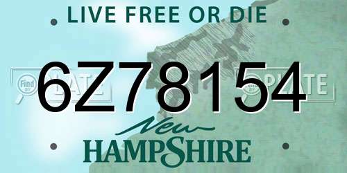 6Z78154 New Hampshire License Plate