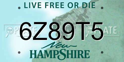 6Z89T5 New Hampshire License Plate