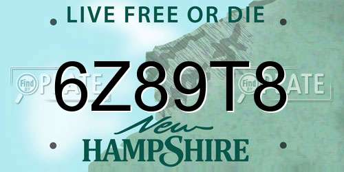 6Z89T8 New Hampshire License Plate