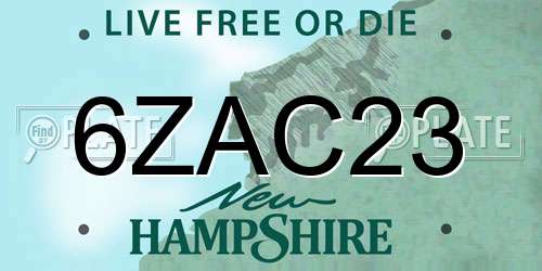 6ZAC23 New Hampshire License Plate
