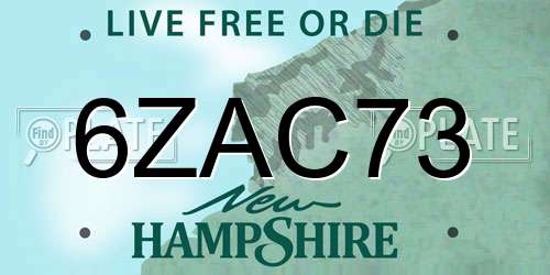6ZAC73 New Hampshire License Plate