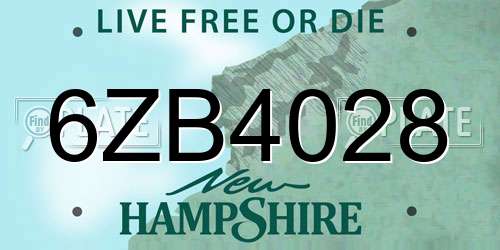 6ZB4028 New Hampshire License Plate