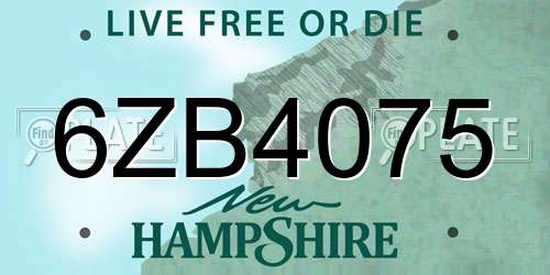 6ZB4075 New Hampshire License Plate