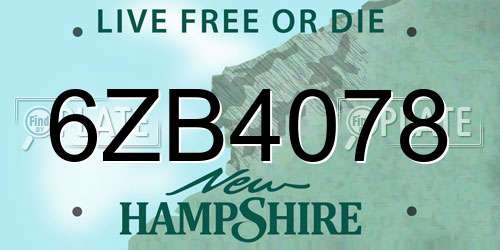 6ZB4078 New Hampshire License Plate