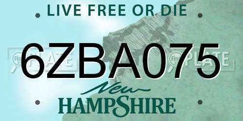 6ZBA075 New Hampshire License Plate