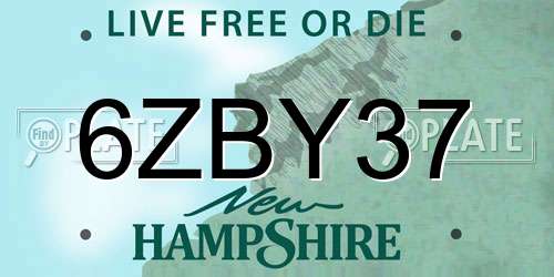 6ZBY37 New Hampshire License Plate